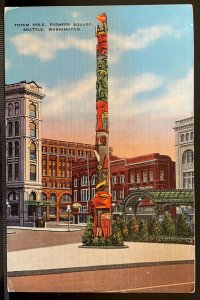 Vintage Postcard 1930-1945 Totem Pole, Pioneer Square, Seattle, Washington (WA)