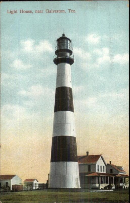 Galveston TX Bolivar Lighthouse c1910 Postcard #3