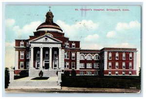 1913 St. Vincent's Hospital, Bridgeport Connecticut CT Posted Postcard 