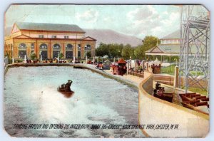 1907 CHESTER WV ROCK SPRINGS PARK SHOOT THE CHUTES DANCING PAVILION POSTCARD