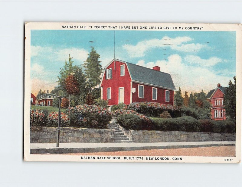 Postcard Nathan Hale School, New London, Connecticut