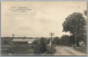 WHATELY MA FOUR CORNERS ANTIQUE REAL PHOTO POSTCARD RPPC