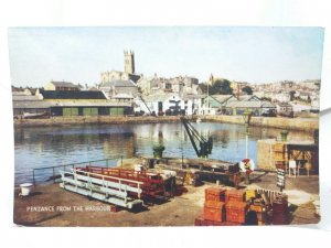 Goods Yard and Quayside Crane at The Harbour Penzance Cornwall Vintage Postcard