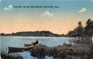Davis Junction-Monroe Center Illinois~Canoes along Lake~c1910 Postcard