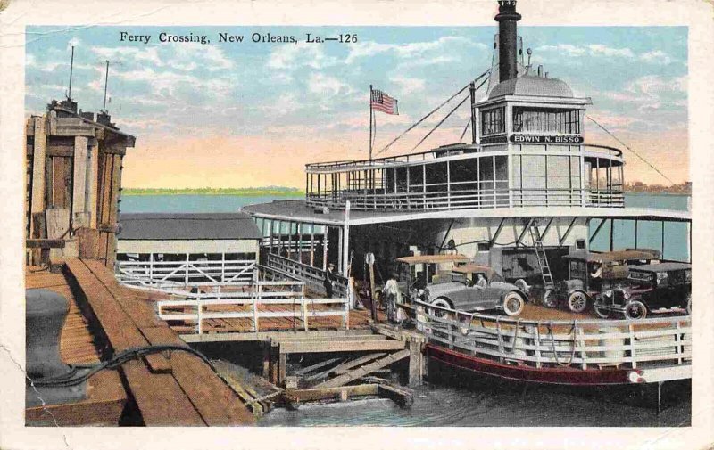 Car Ferry Crossing New Orleans Louisiana 1926 postcard 