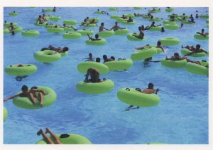 Alan Burles Water Theme Park Green Rubber Ring Chaos Postcard