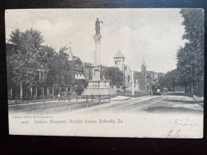 Vintage Postcard 1901-1907 Soldiers Monument, Garfield Square, Pottsville, PA