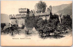 Bellinzona Castello Di Svitto Castle In Switzerland Antique Postcard