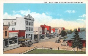 Rock Springs Wyoming South Front Street Vintage Postcard AA58688