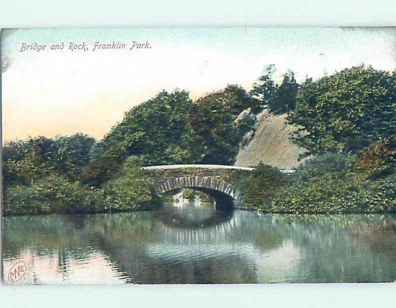 Pre-1907 BRIDGE AT FRANKLIN PARK Roxbury Massachusetts MA hp9557