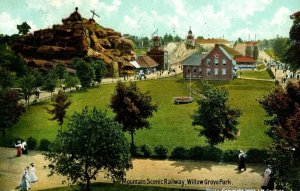 c1910 Mountain Scenic Ry Roller Coaster Willow Grove Park PA Postcard F87