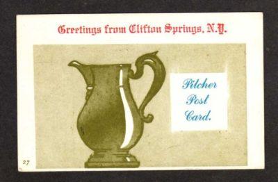 NY Greetings CLIFTON SPRINGS NEW YORK Pitcher Postcard
