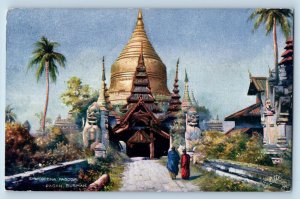 Myanmar (Burma) Postcard Shwegeena Pagoda Pagan c1910 Posted Oilette Tuck Art