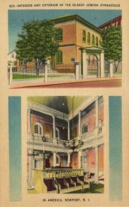 PC JUDAICA, NEWPORT, RI, JEWISH SYNAGOGUE, Vintage Postcard (B41893)