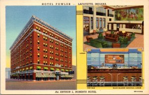Linen Postcard Hotel Fowler in Lafayette, Indiana