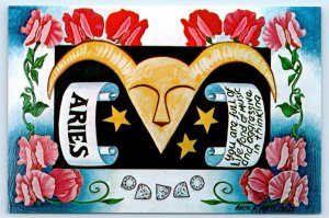 ARIES Zodiac Sign Art ~ ALICE F. MITCHELL Artist 1960s-70s Astrology Postcard