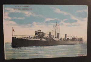 Mint Ship Postcard HMS Ranger Torpedo Destroyer GD and D L Printed in Bavaria
