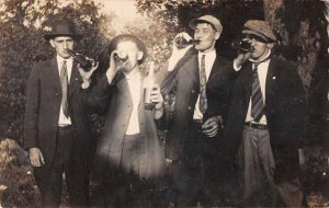 Men Drinking Beer Alcohol Real Photo Vintage Postcard AA44658