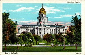 Vtg 1930's State Capitol Building Denver Colorado CO Linen Postcard