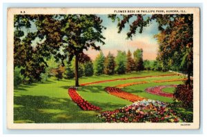 Flower Beds Phillips Park Aurora IL Illinois Postcard (BA9)