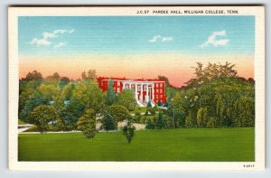 Milligan College Pardee Hall Building Tennessee Postcard Linen Unposted Tenn