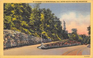 Birmingham Alabama 1940s Postcard Highway going South Over Red Mountain 