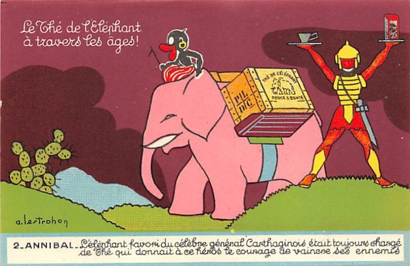 Elephant Cartoon Blacks Unused 