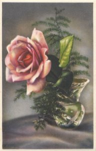 Rose flower vase greetings postcard
