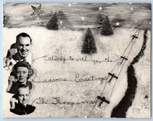 Telephone Postcard RPPC Photo Christmas Card Season Greetings 1950 Vintage