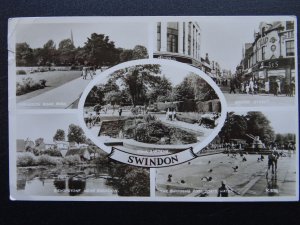 Wiltshire SWINDON 5 Image Multiview c1950s RP Postcard by Valentine K5134