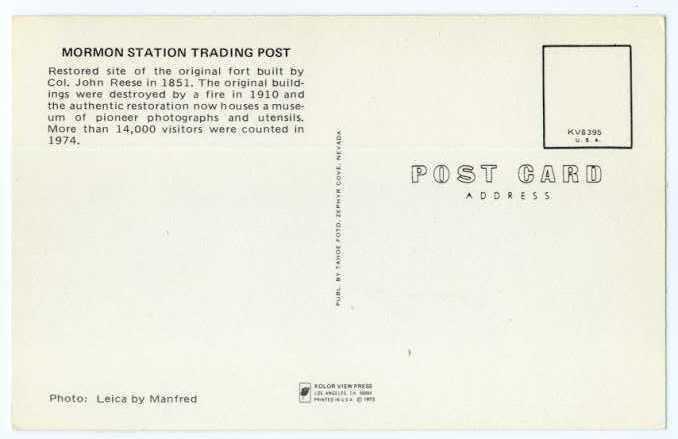 Mormon Station Trading Post Genoa Nevada NV