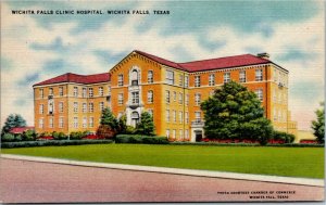 Postcard TX Wichita Falls Clinic Hospital LINEN Cochran News Agency 1949 S52