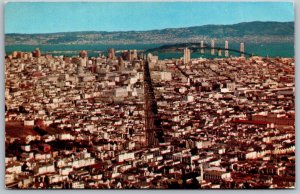 Vtg California CA Panorama San Francisco City View from Twin Peaks Postcard