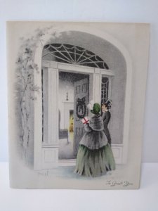 Mid Century Modern Christmas Greeting Card Signed PCN Vintage Grinnell 1945