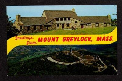 MA Greetings MOUNT GREYLOCK MASSACHUSETTS MASS Postcard