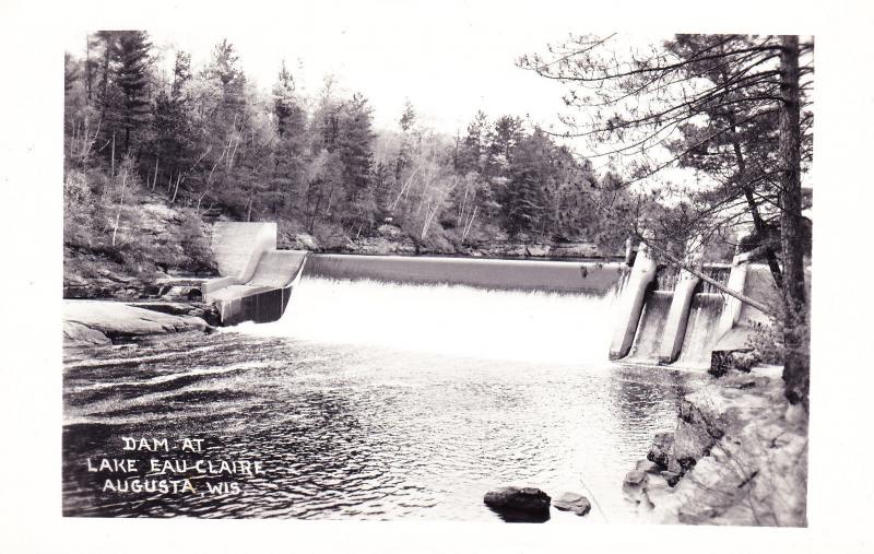 RPPC  Lake Eau Claire Dam, Augusta, Wisconsin Photo Postcard Unposted C16