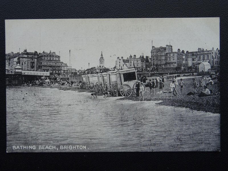 Sussex BRIGHTON Bathing Beach showing Bathing Huts - Old Postcard