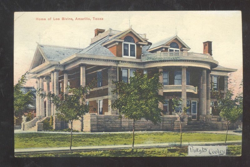 AMARILLO TEXAS HOME OF LEE BIVINS RESIDENCE VINTAGE POSTCARD 1909