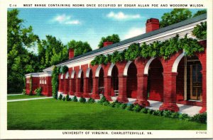 Vtg West Range Rooms University of Virginia Charlottesville Virginia VA Postcard