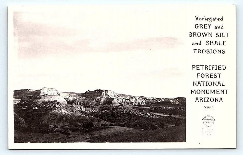 RPPC PETRIFIED FOREST, AZ ~ Route 66 ~ ROCK FORMATIONS c1940s Frasher Postcard