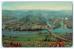 c1960 Bird's Eye View Of Residences In Kooskia Idaho ID Unposted Flower Postcard