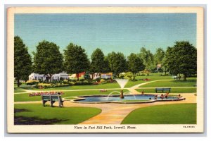 Fort Hill Park Lowell Massachusetts MA Linen Postcard Y13