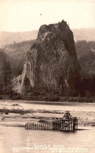 Vintage Postcard Real Photo Castle Rock Columbia River Highway Oregon OR RPPC