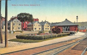 Newport NH B&M  Railroad Station Train Depot Postcard