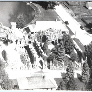 c1950s West Bend, IA Birds Eye RPPC Grotto of Redemption Construction Photo A131