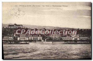 Old Postcard Evian Les Bains Hotels Thermal And I'Etablissement