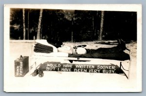 INVISIBLE MAN VINTAGE REAL PHOTO POSTCARD RPPC WOULD HAVE WRITTEN SOONER