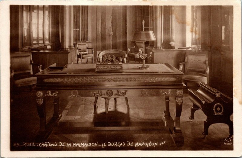 Vtg Rueil France Chateau del la Malmaison Le Bureau de Napoleon RPPC Postcard