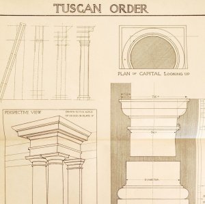 Tuscan Order Columns Drawing Examples Vignola 1904 Architecture Ephemera DWKK21