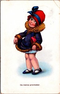 Victorian Fashion Girl Die Kleine Pronkster Vintage Postcard 09.65